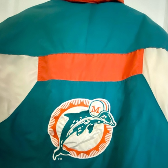 Vintage Miami Dolphins L Puffer Jacket Full Zip Old Logo NFL Game Day 80s - Picture 9 of 15